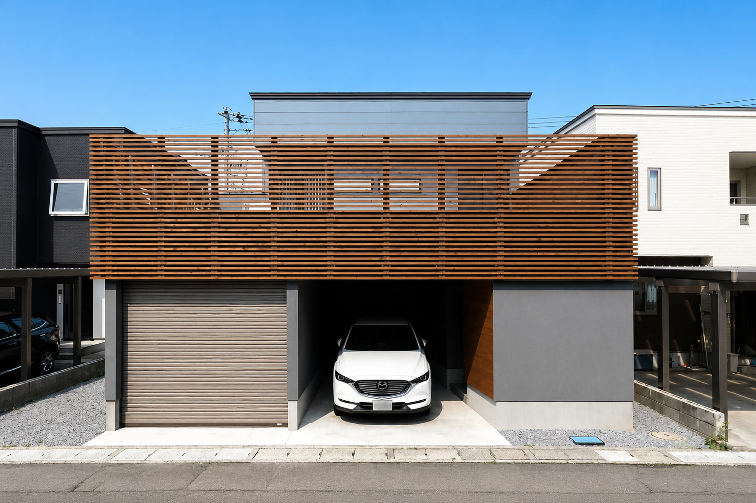2階リビングにつながる屋上広場のある家 画像